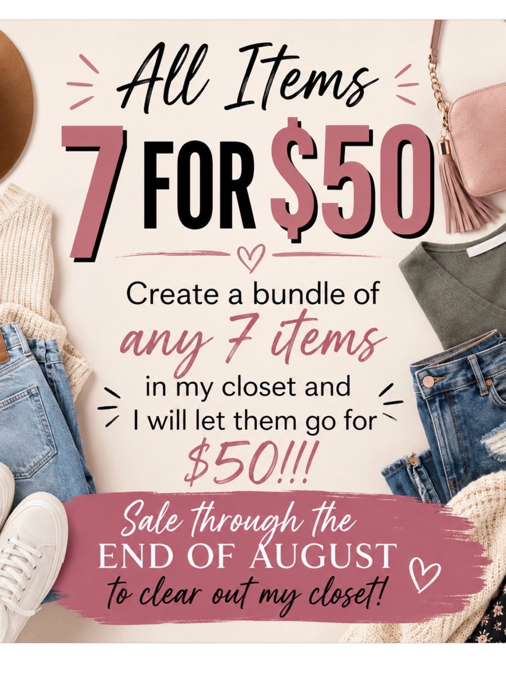 7 for $50 Closet Bundle Promo - Pink Accent Graphic